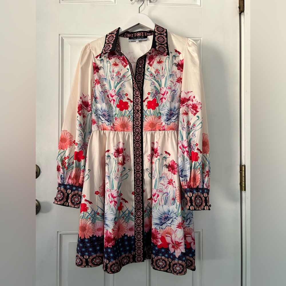 Dalia Floral Mini Dress - Red, Blue, Cream